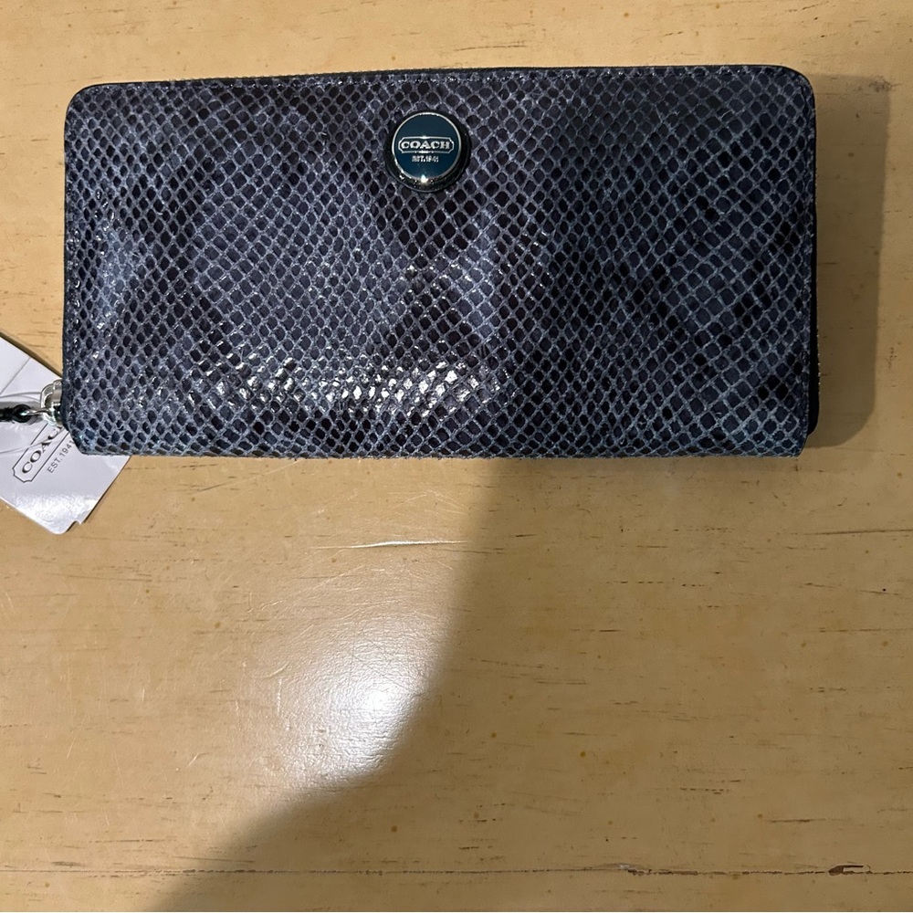Coach snakeskin zip around blue/ gray women’s wallet with coach est. 1941 logo